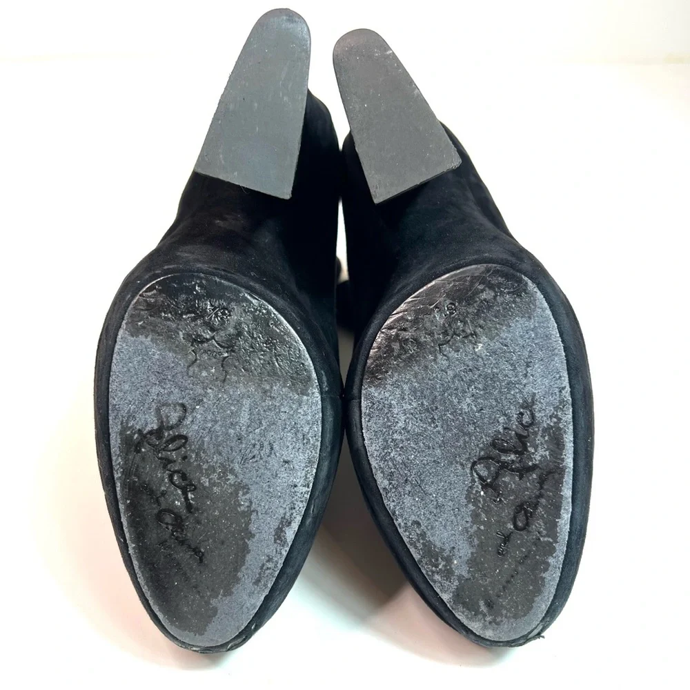 Alice+Olivia Suede Platform Heeled Booties Boots Black Size 8.5